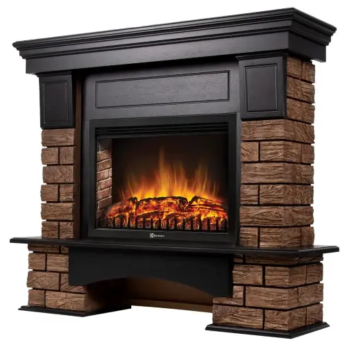 Каминокомплект Firelight Forte Wood 25 с очагом Electrolux EFP/P-2520LS камень темный/шпон венге