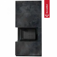 Каминокомплект Kratki PRO FLOKI OSSIDO NERO, угловое стекло слева