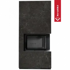Каминокомплект Kratki PRO FLOKI NATURALI NERO GRECO, угловое стекло справа