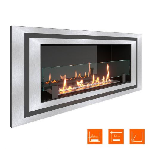 Биокамин встраиваемый SteelHeat LONG-D 900 Small (Стекло + Стемалит)
