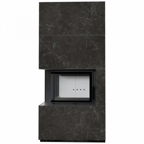 Каминокомплект Kratki PRO FLOKI NATURALI NERO GRECO, угловое стекло слева