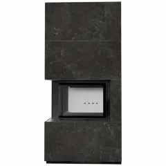 Каминокомплект Kratki PRO FLOKI NATURALI NERO GRECO, угловое стекло слева