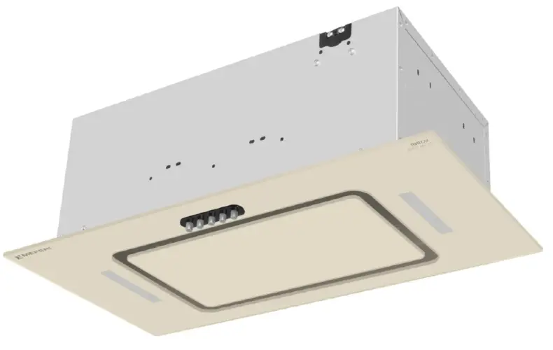 Вытяжка кухонная MEFERI INBOX60BG GLASS ULTRA, 60 см, встраиваемая, бежевая, стекло, производительность 900 м3/ч, 3 скорости, низкий уровень шума, режимы отвод и рециркуляция, гарантия 3 года