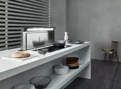 Белая worktop вытяжка FALMEC DOWNDRAFT GLASS WHITE 900 мм со стеклом без мотора