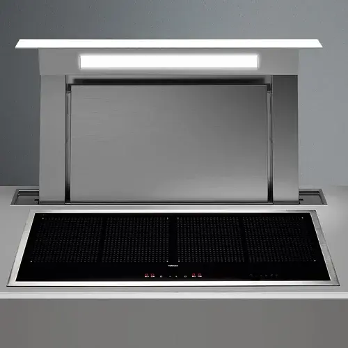Белая worktop вытяжка FALMEC DOWNDRAFT GLASS WHITE 900 мм со стеклом без мотора