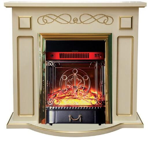 Каминокомплект Interflame Аспен бежевый патина с очагом Majestic FX M Brass