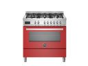 Варочный центр Bertazzoni, 6 газовых конфорок и многофункциональный электрический шкаф, 90 см, красный