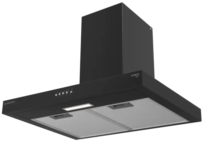 Вытяжка кухонная MEFERI SLIMBOX60BK COMFORT, 60 см, купольная, черная, производительность 950 м3/ч, 3 скорости, низкий уровень шума, режимы отвод и рециркуляция, гарантия 3 года