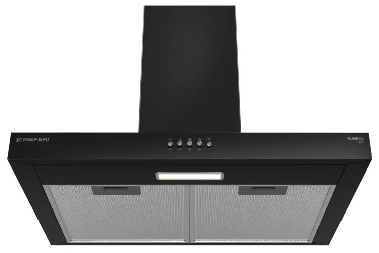 Вытяжка кухонная MEFERI SLIMBOX60BK COMFORT, 60 см, купольная, черная, производительность 950 м3/ч, 3 скорости, низкий уровень шума, режимы отвод и рециркуляция, гарантия 3 года