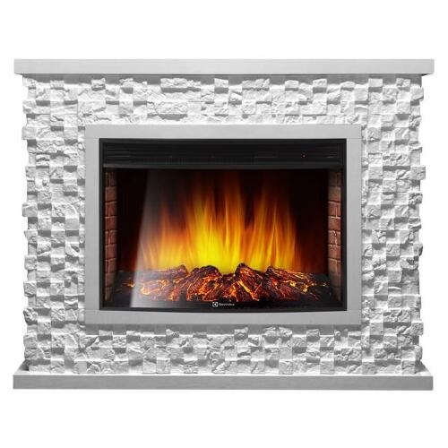 Каминокомплект Firelight Quadro 30 с очагом Electrolux EFP/P-3320RLS камень песчаник античный белый/белая эмаль