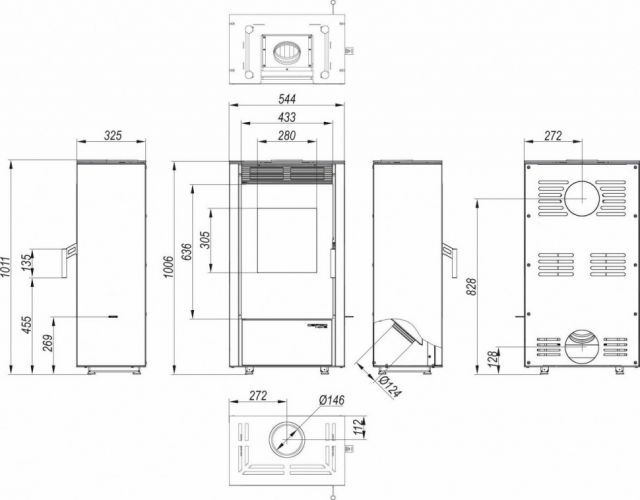 Печь DEFRO HOME VIVA 6кВт, черная сталь