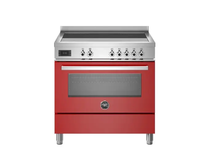 Варочный центр Bertazzoni, 5 индукционных зон, многофункциональный электрический шкаф, 90 см, красный