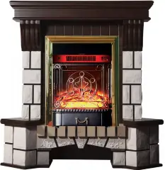 Каминокомплект Interflame Экстер М темный дуб угловой с очагом Majestic FX M Brass
