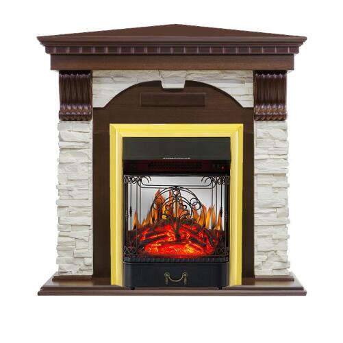 Каминокомплект Royal Flame Dublin угловой с очагом Majestic FX M Brass