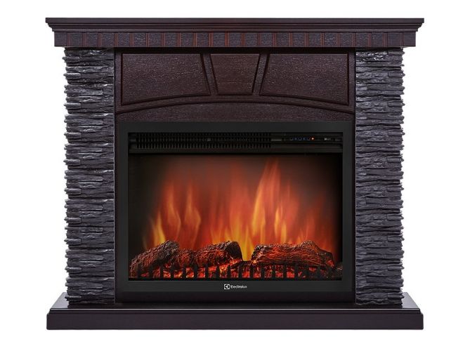 Каминокомплект Firelight Porto 25 с очагом Electrolux EFP/P-2520LS камень черный/шпон венге