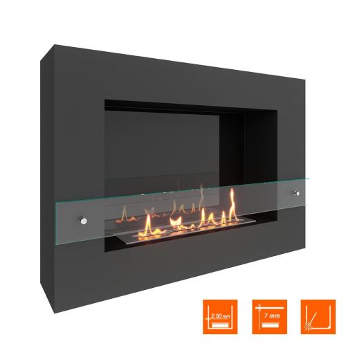 Биокамин SteelHeat WALL GRAND 900 черный (Стекло + Стемалит)