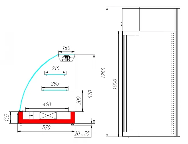 Витрина холодильная серии A57 VM 1,2-1 (ВХС-1,2 Арго XL) (inox)
