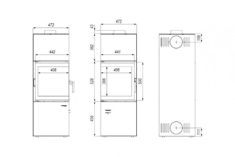 Печь DEFRO HOME QUADROOM, 9,6 кВт, белая сталь
