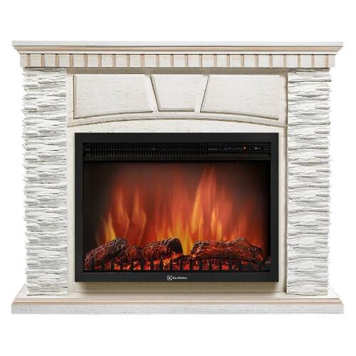 Каминокомплект Firelight Porto 30 с очагом Electrolux EFP/P-3020LS камень белый/шпон беленый дуб