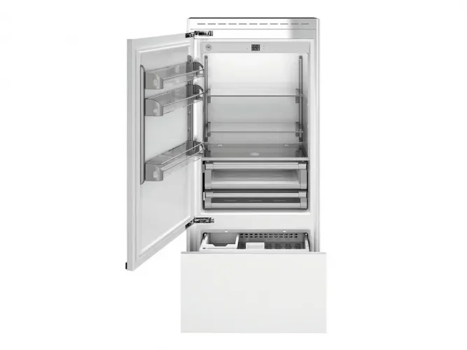 Встраиваемый холодильник/морозильник Total No Frost Bertazzoni, под навеску мебельных панелей, петли слева, шириной 90см