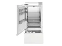 Встраиваемый холодильник/морозильник Total No Frost Bertazzoni, под навеску мебельных панелей, петли слева, шириной 90см
