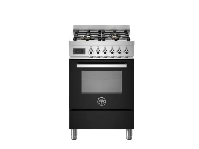 Варочный центр Bertazzoni, 4 газовые конфорки и многофункциональный электрический шкаф, 60 см, черный