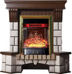 Каминокомплект Interflame Экстер М средний дуб угловой с очагом Majestic FX M Brass