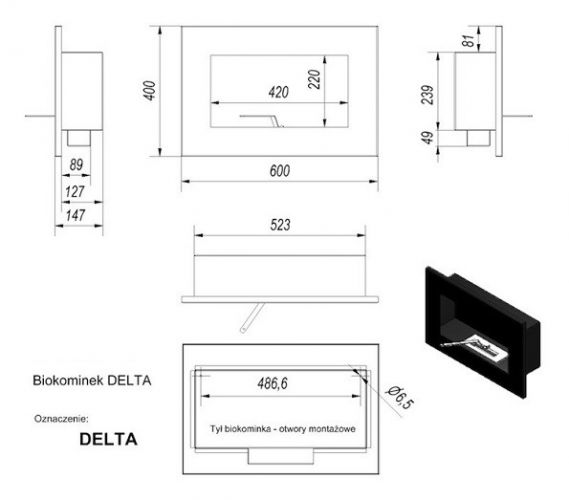 Биокамин Kratki DELTA QUBE (400*600)