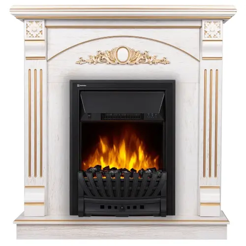 Каминокомплект Firelight Barocco Classic с очагом Electrolux EFP/P-1020LS белый дуб с золотой патиной