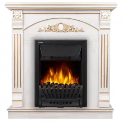 Каминокомплект Firelight Barocco Classic с очагом Electrolux EFP/P-1020LS белый дуб с золотой патиной