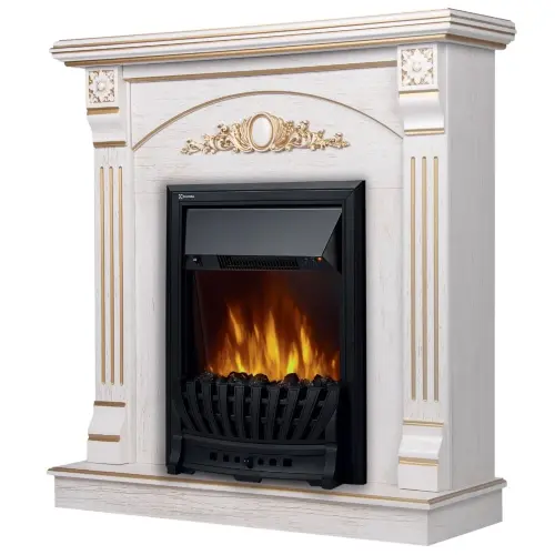 Каминокомплект Firelight Barocco Classic с очагом Electrolux EFP/P-1020LS белый дуб с золотой патиной