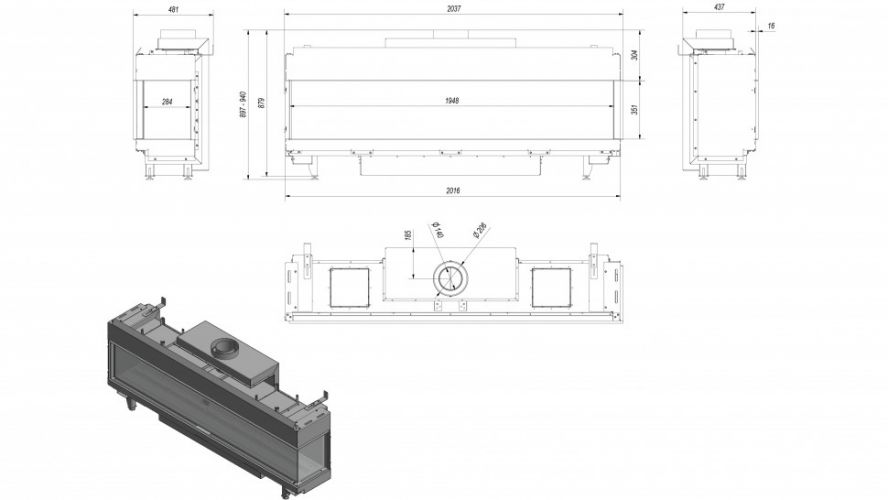 Топка газовая Kratki PRO LEO/P/200/G20 (магистральный газ)