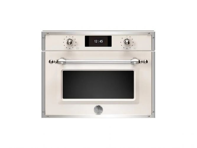 Компактный духовой шкаф Bertazzoni, комбинированный с микроволновой печью, 60x45 см, слоновая кость/хром
