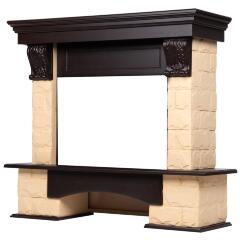 Портал Firelight Forte 25S камень бежевый/шпон темный дуб