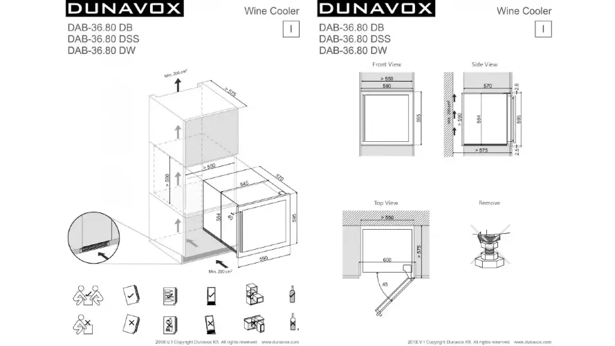Винный шкаф Dunavox DAB-36.80DW