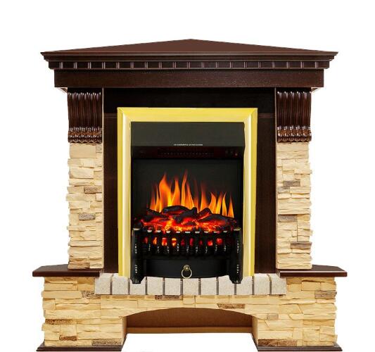 Каминокомплект Royal Flame Pierre Luxe сланец угловой с очагом Fobos FX Brass
