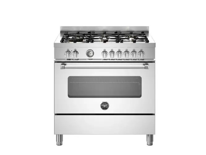 Варочный центр Bertazzoni, 6 конфорок, электрический духовой шкаф, Master, 90 см, нержавеющая сталь
