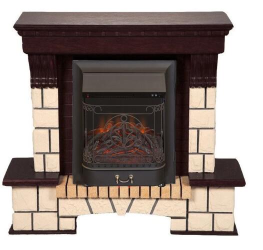 Каминокомплект Interflame Экстер темный дуб с очагом Majestic FX M Black