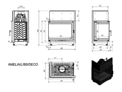 Топка AMELIA/L/BS/DECO, Г-образное стекло слева