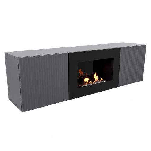 Тумба с биокамином Firelight BFP/P-1400L графит+набор керамических дров сосна