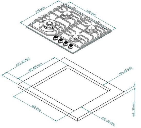 Варочная панель газовая FS 610 W Bronze