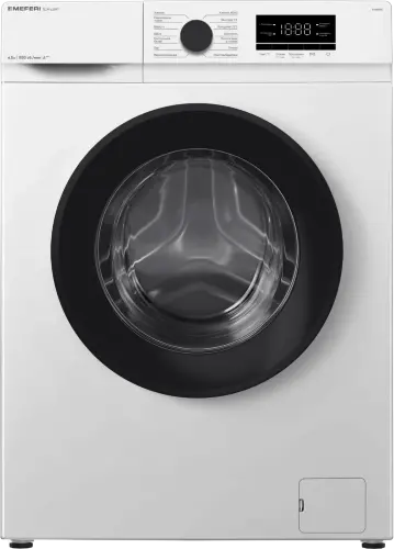 Стиральная машина с инвертором и паром узкая MEFERI MFW061014WH SLIM LIGHT отдельностоящая белая, глубина 39 см, загрузка 6,5 кг
