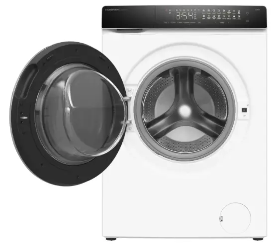 Стиральная машина с инвертором и паром MEFERI MFW121416WH COMFORT PLUS отдельностоящая белая, загрузка 12 кг, с сенсорным управлением