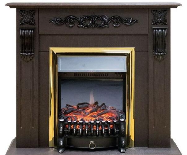 Каминокомплект RealFlame Dominica STD/EUG DN с очагом Fobos Lux Brass S