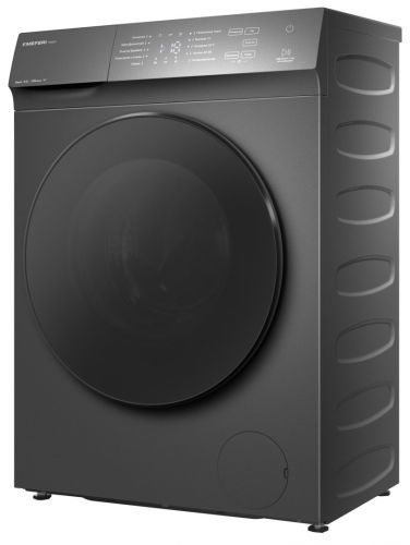 Стиральная машина с паром узкая MEFERI MFW081210GR POWER отдельностоящая серая, глубина 38,5 см, загрузка 8 кг