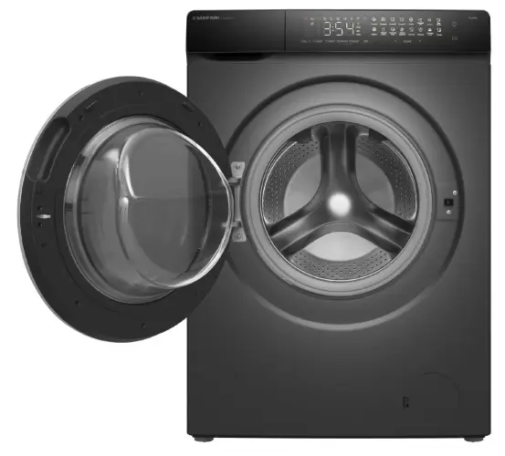 Стиральная машина с инвертором и паром MEFERI MFW121416GR COMFORT PLUS отдельностоящая серая, загрузка 12 кг, с сенсорным управлением