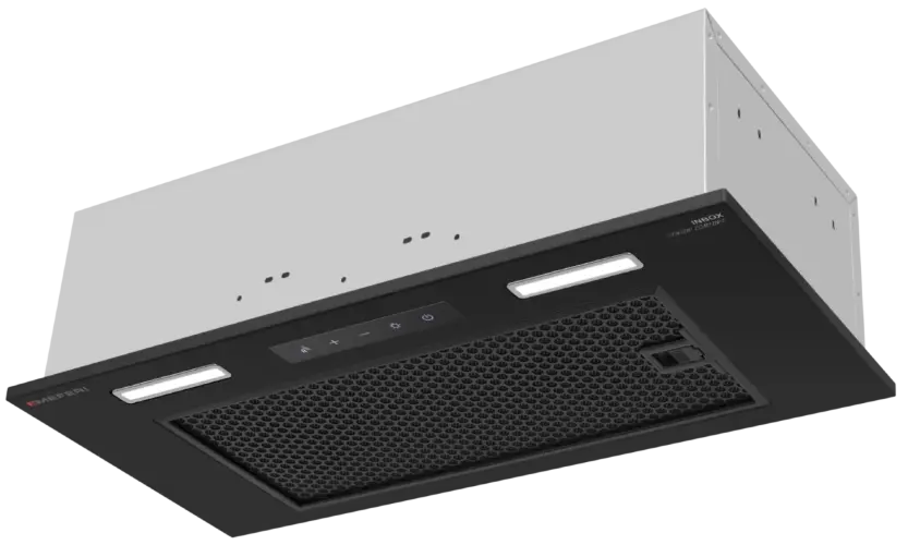 Вытяжка кухонная MEFERI INBOX60BK SENSOR COMFORT, 60 см, полновстраиваемая, черная, производительность 950 м3/ч, 3 скорости, низкий уровень шума, режимы отвод и рециркуляция, гарантия 3 года