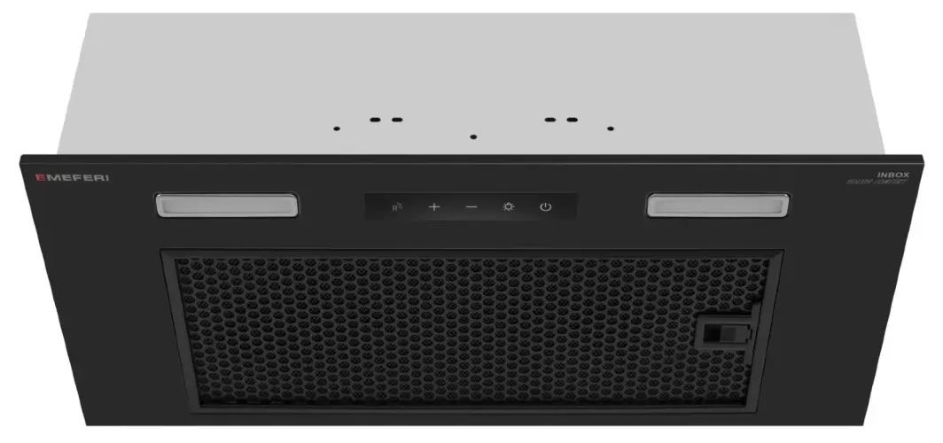 Вытяжка кухонная MEFERI INBOX60BK SENSOR COMFORT, 60 см, полновстраиваемая, черная, производительность 950 м3/ч, 3 скорости, низкий уровень шума, режимы отвод и рециркуляция, гарантия 3 года