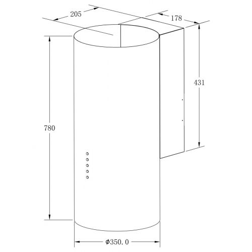 Вытяжка кухонная цилиндрическая настенная MEFERI TUBE35IX ULTRA, 35 см, серая, производительность 1200 м3/ч, 3 скорости, низкий уровень шума, режимы отвод и рециркуляция, гарантия 3 года