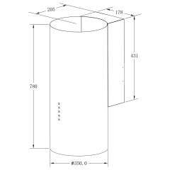 Вытяжка кухонная цилиндрическая настенная MEFERI TUBE35IX ULTRA, 35 см, серая, производительность 1200 м3/ч, 3 скорости, низкий уровень шума, режимы отвод и рециркуляция, гарантия 3 года